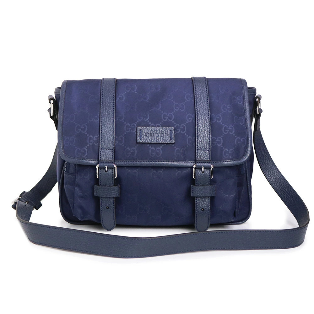 Gucci GG Leather Blue Messenger Shoulder Bag Crossbody